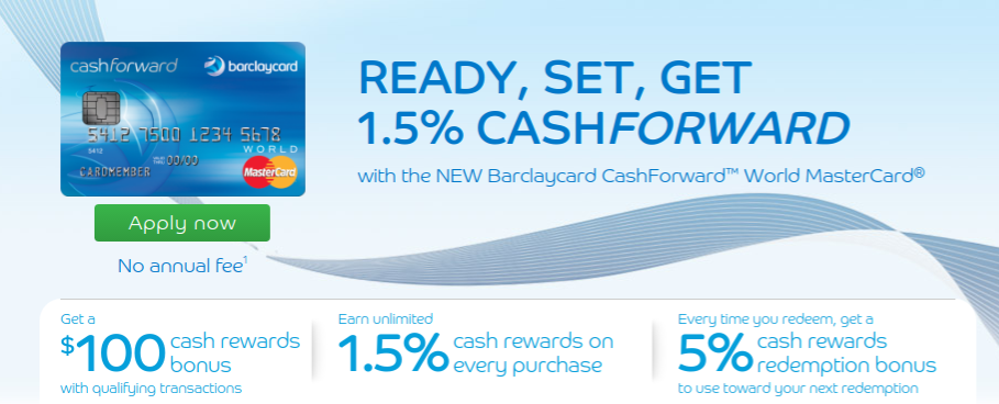 Barclay CashForward Zero APR Reward Credit Card Terms